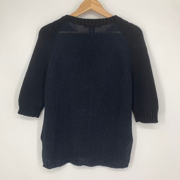 Marc Jacobs Edgemont Raglan Chunky Knit Sweater Color Black Pullover Black Blue - Picture 3 of 8